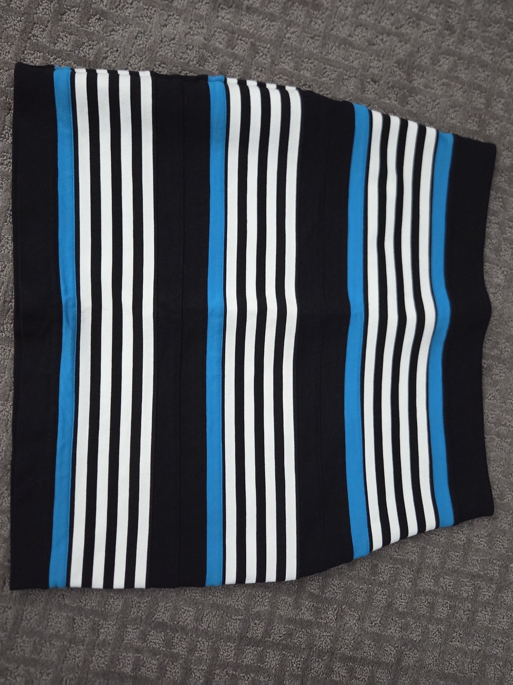 Express Black & Light Blue Striped Knit Skirt